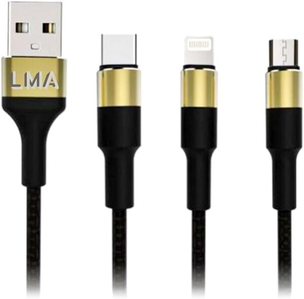 Moxom 0.5 m Cable - charging 3 in 1 -CC53 - 3a black (Compatible with Mobile, Black, Pack of: 3) - Image 4