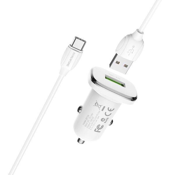 In-car charger BZ12A Lasting power QC3.0 set with cable - Image 2